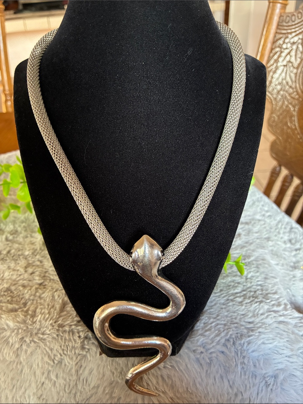 Silver Snake Pendant Necklace - Women's Jewelry